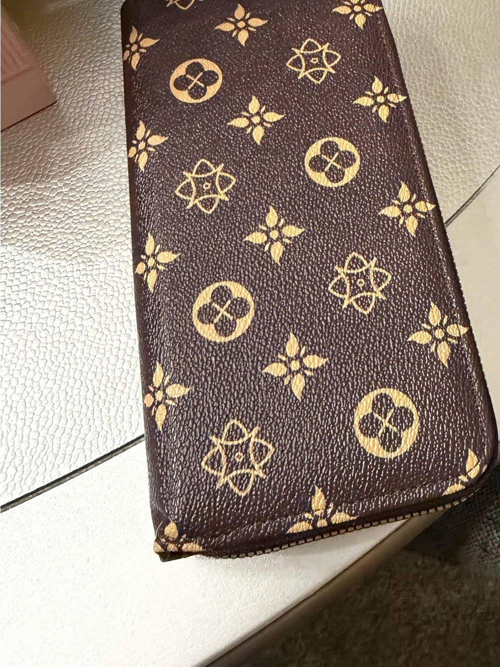 Brown Printed  Wallet with Gold Motif